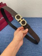 1:1 Ferragamo  Brown&Black Leather Belt  with Silver Logo buckle  3.5cm